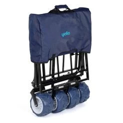 Yello Folding Beach Trolley -Camping Sales Shop BGG1675 yello foldable trolley blue folded 3quarter copy