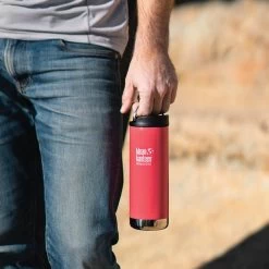 Klean Kanteen Insulated TK Wide With Café Cap 473ml - Brushed Steel -Camping Sales Shop K16TKWPCC MP LS holding loop lifestyle
