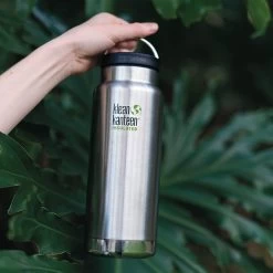 Klean Kanteen Insulated TK Wide With Café Cap 473ml - Black -Camping Sales Shop K32TKWSSL BS 32oz bottle insulated hand trees lifestyle