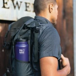 Klean Kanteen Insulated TK Wide With Café Cap 473ml - Black -Camping Sales Shop K32TKWSSL KM insulated 32oz bottle backpack lifestyle