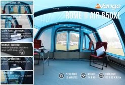 Vango Rome II 650XL Airbeam Tent - With Free Footprint -Camping Sales Shop RomeIIAir650XLlowres small